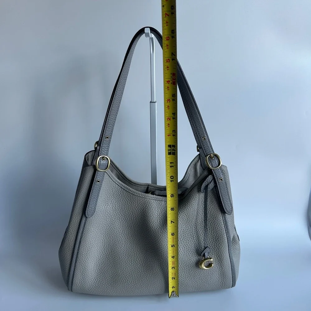 Coach Lori Shoulder Bag Dove Grey Pebbled Leather C6627